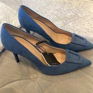 Suede, blue stilettos from Zara - 39